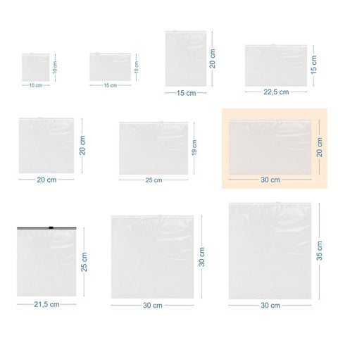 30x20cm Baskısız Şeffaf Buzlu Fermuarlı Poşet