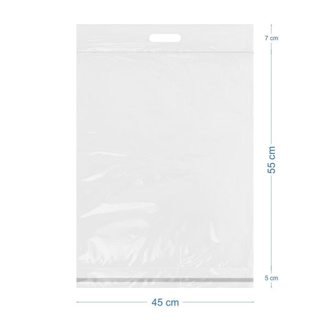 45x55+5+7cm El Geçmeli Lüx Mat Beyaz Cepsiz Kargo Poşeti