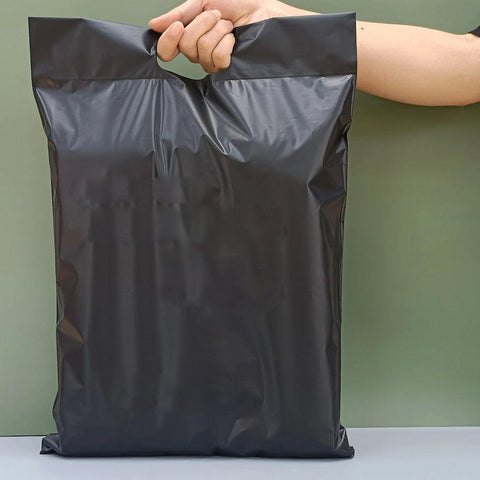 35x45+5+7cm El Geçmeli Lüx Mat Siyah Cepsiz Kargo Poşeti