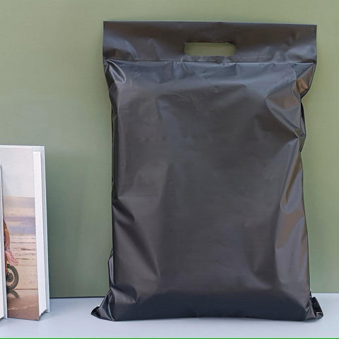 35x45+5+7cm El Geçmeli Lüx Mat Siyah Cepsiz Kargo Poşeti