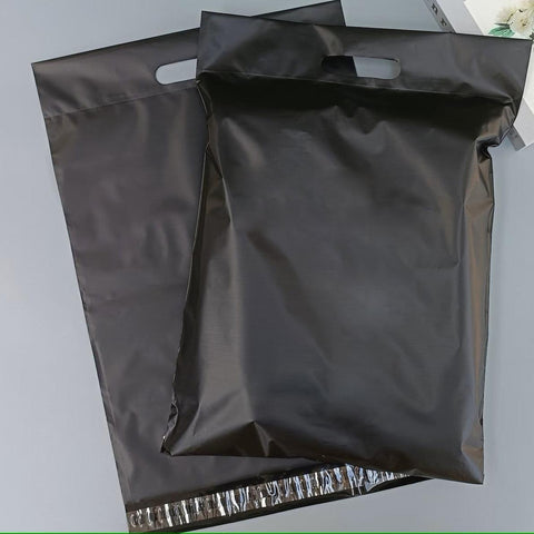 35x45+5+7cm El Geçmeli Lüx Mat Siyah Cepsiz Kargo Poşeti