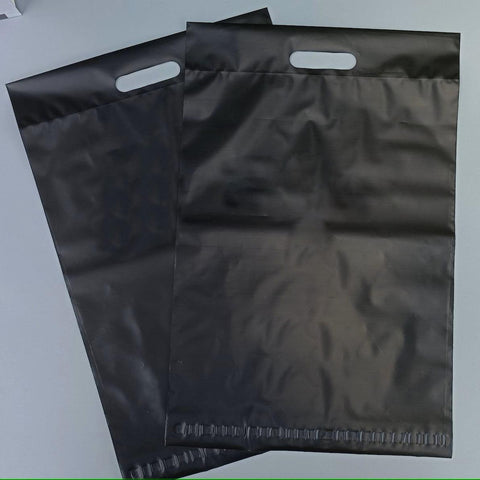 35x45+5+7cm El Geçmeli Lüx Mat Siyah Cepsiz Kargo Poşeti