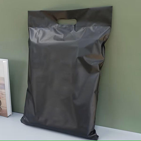 45x55+5+7cm El Geçmeli Lüx Mat Siyah Cepsiz Kargo Poşeti