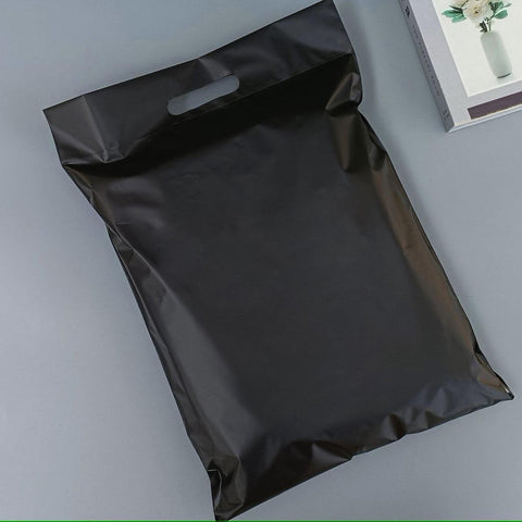 30x40+5+7cm El Geçmeli Lüx Mat Siyah Cepsiz Kargo Poşeti