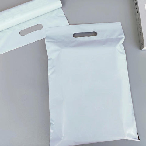 45x55+5+7cm El Geçmeli Lüx Mat Beyaz Cepsiz Kargo Poşeti