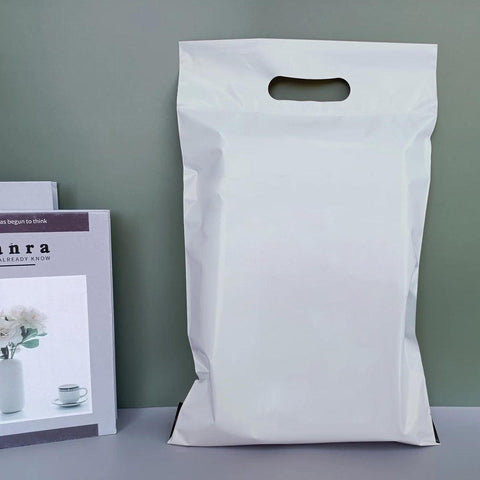 30x40+5+7cm El Geçmeli Lüx Mat Beyaz Cepsiz Kargo Poşeti