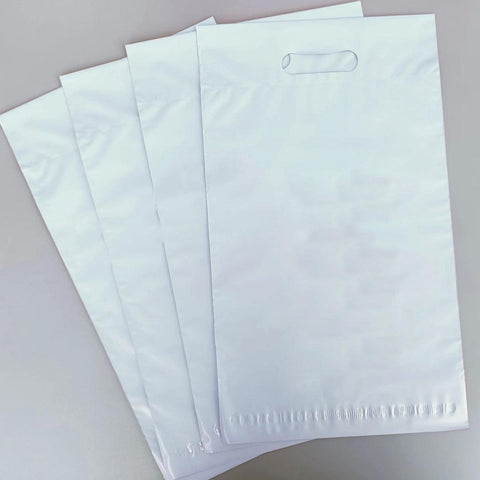 30x40+5+7cm El Geçmeli Lüx Mat Beyaz Cepsiz Kargo Poşeti