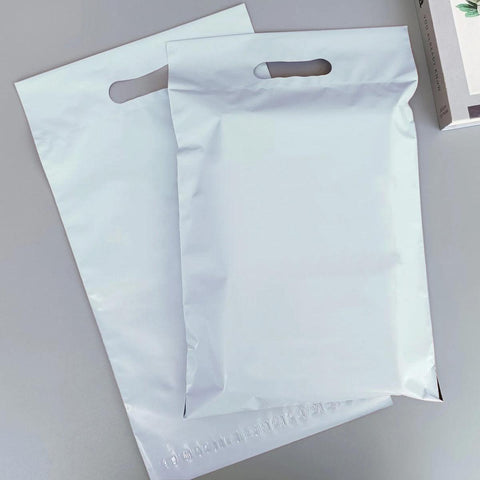 30x40+5+7cm El Geçmeli Lüx Mat Beyaz Cepsiz Kargo Poşeti