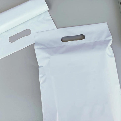 35x45+5+7cm El Geçmeli Lüx Mat Beyaz Cepsiz Kargo Poşeti